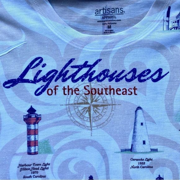 Like New Lighthouses of the Southeast Artisans Apparel Shirt Size M - Picture 2 of 9